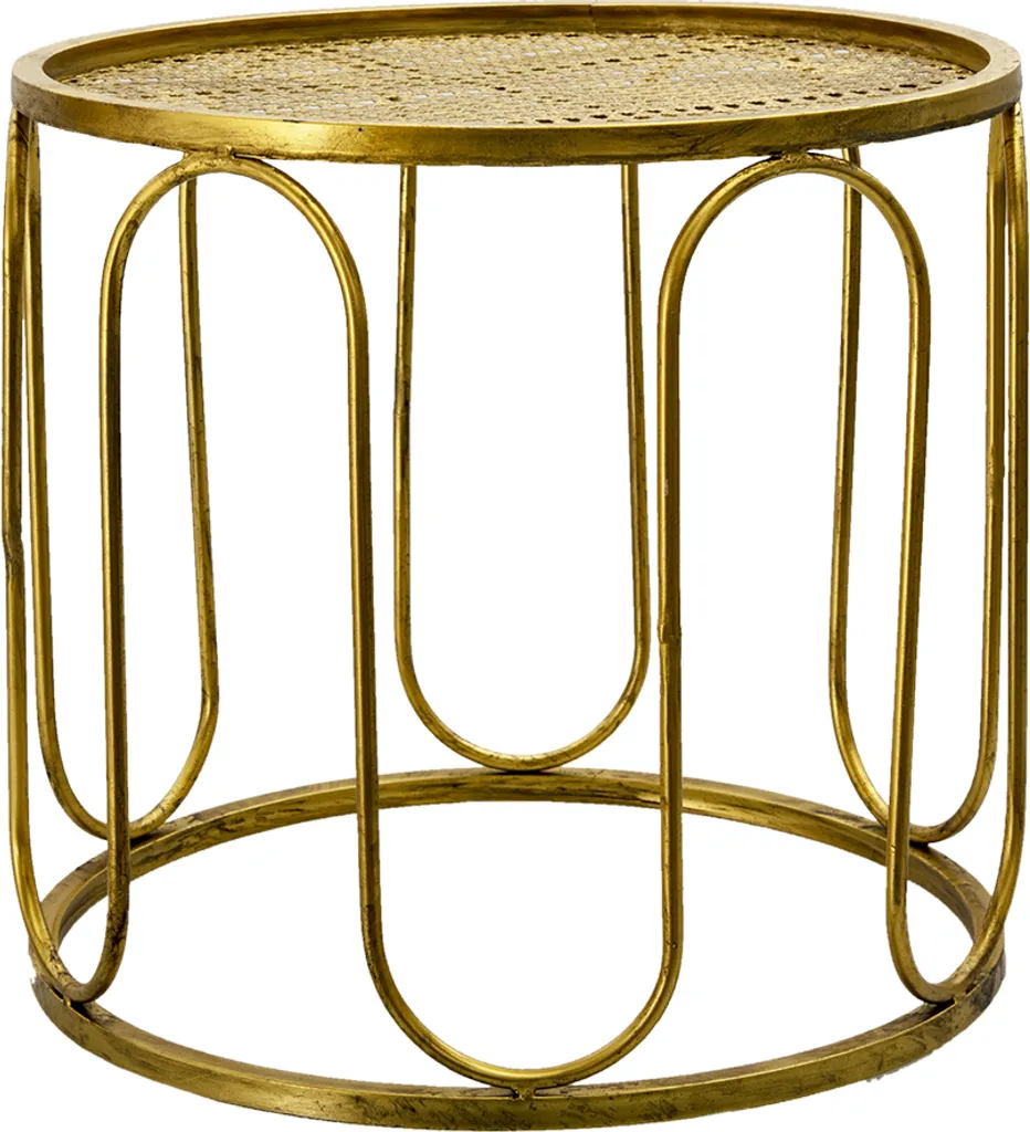 Tavolino Tondo Oro Clayre & Eef Ø 41 cm | Arredo Casa Metallo Moderno