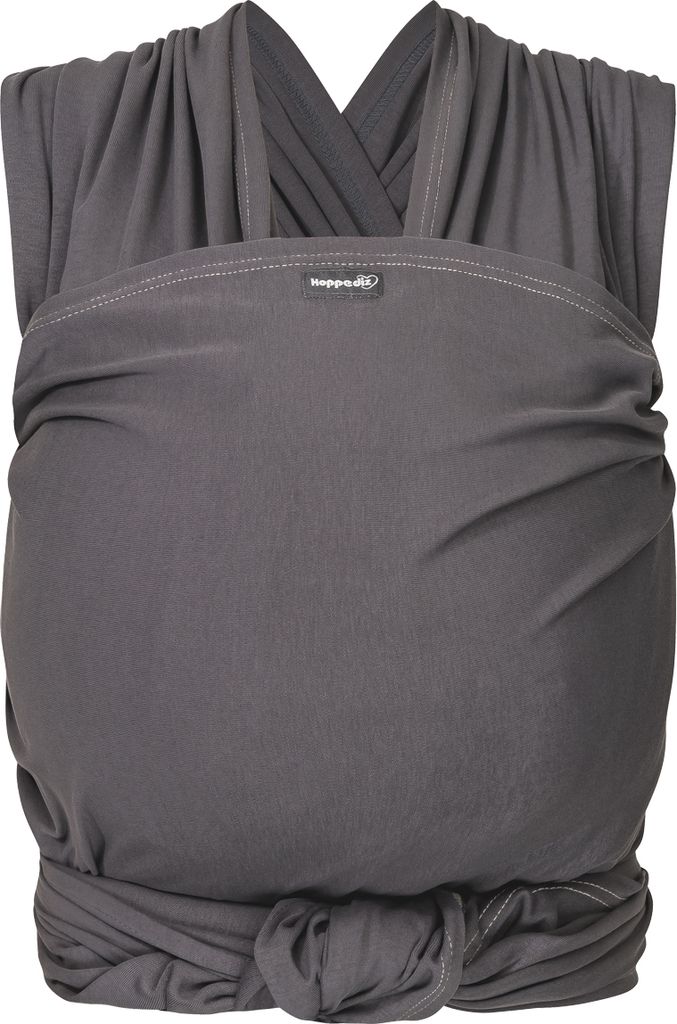 HOPPEDIZ Babytragetuch Elastisches Tragetuch für Neugeborene ab Geburt - aus 100 % Baumwolle anthrazit 4,60 x 0,50 m