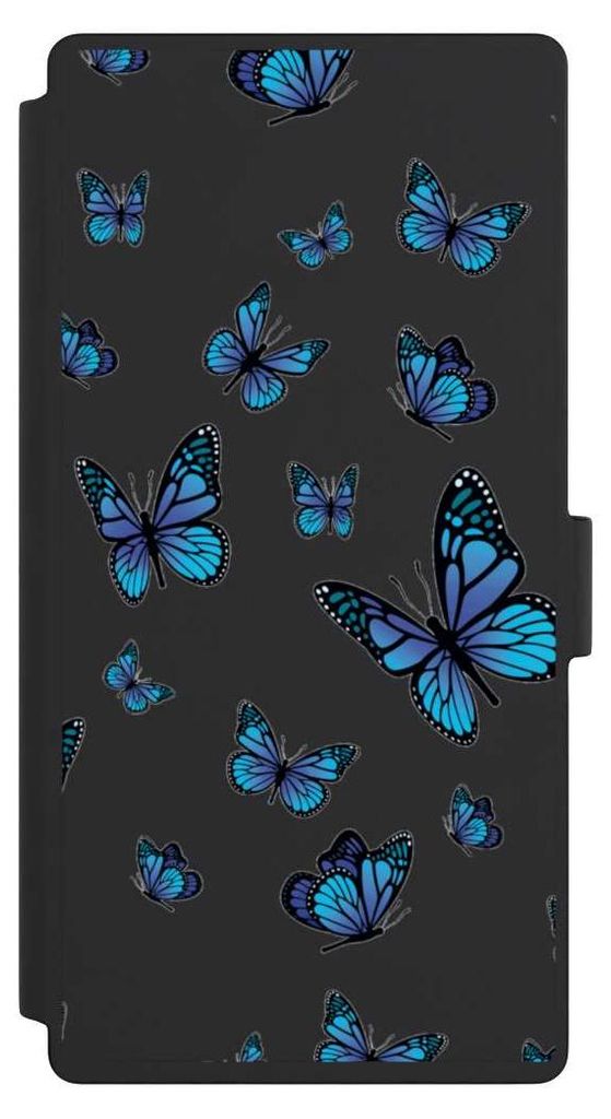 NIVOCASE Klapphülle für Samsung Galaxy S23 Ultra Handyhülle aus Kunst Leder NIVOflip schwarz Muster Schmetterling transparent