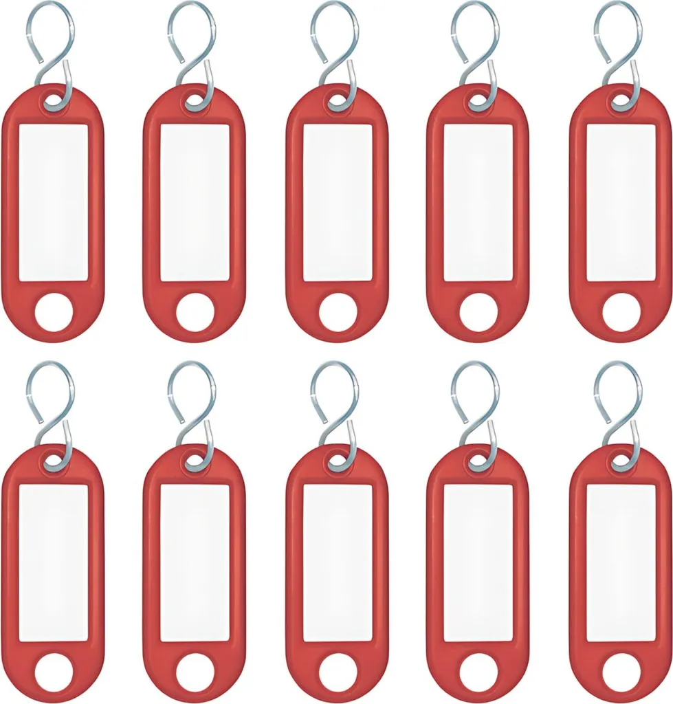 WEDO 262 103402 Porte-clés Rouge avec Étiquette Inscriptible - Lot de 10