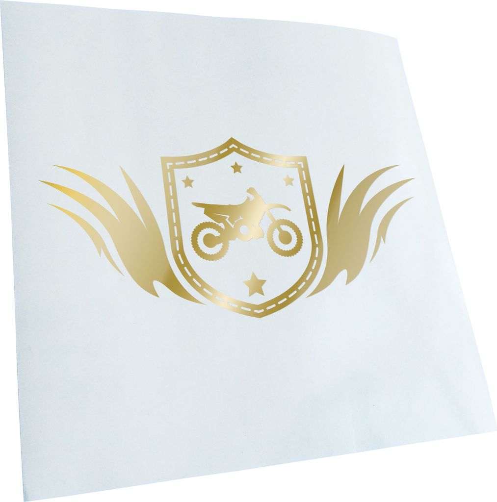 Kiwistar - Autoaufkleber - Motocross Wappen - Goldchrom - 24x11cm - Aufkleber für Auto, Laptop, Fahrrad, LKW, Motorrad mehrfarbig JDM Decal Racing