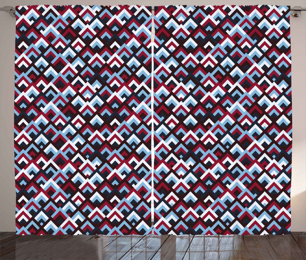 ABAKUHAUS Abstrakt Rustikaler Gardine, Geometrisch und modern, Schlafzimmer Kräuselband Vorhang mit Schlaufen und Haken, 280 x 225 cm, Hellblau Ka...