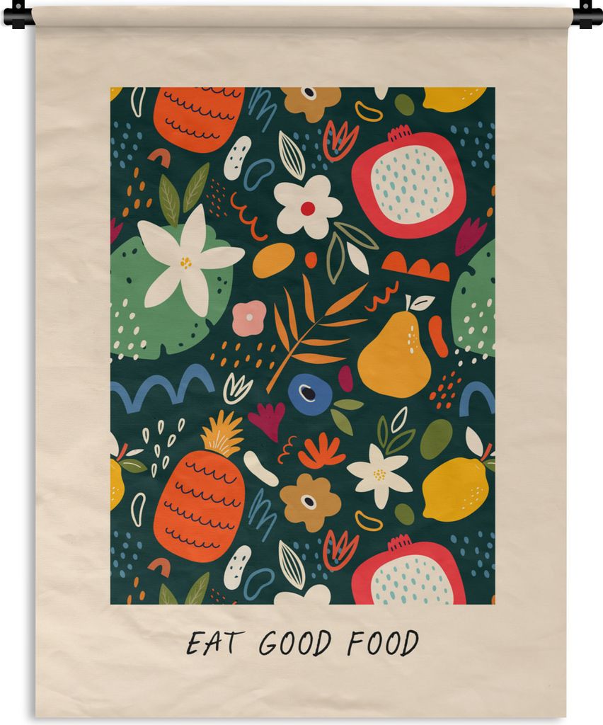 MuchoWow Wandteppich Wandbehang Essen Sie gut - Zitate - Sprichwörter - Essen 60x80 cm Tapisserie Dekoration Wandtuch - Decke - Wandtücher - Wohne