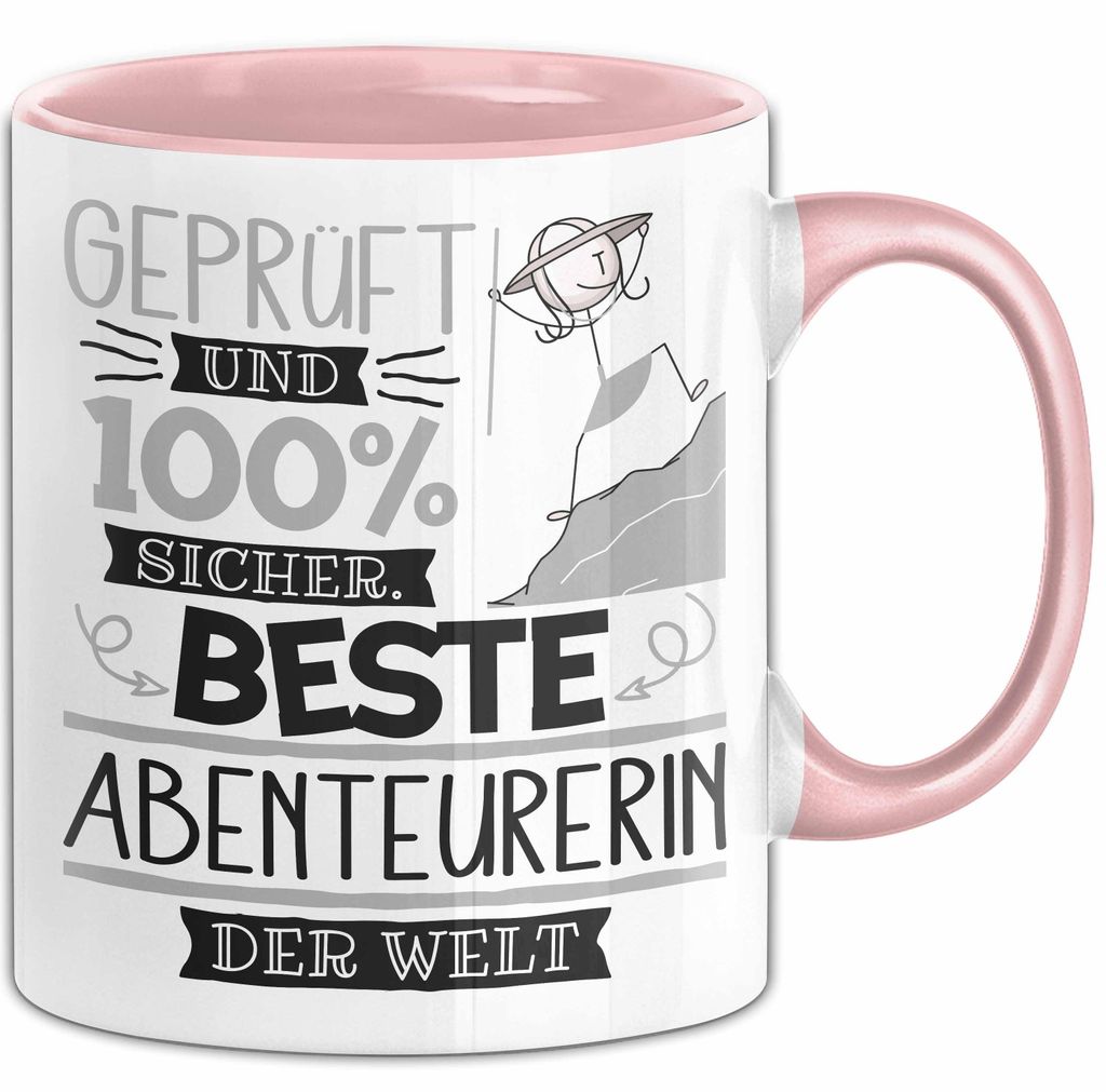 Beste Abenteurerin Der Welt Tasse Geschenk für Eine Abenteurerin Und Sicher Geschenkidee Geburtstag Weihnachten (Rosa)