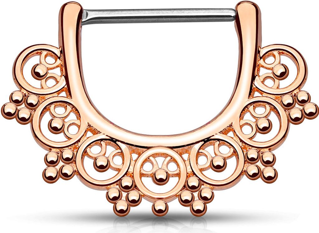 Brustwarzen Piercing Nippelpiercing Brustpiercing Nipple Barbell Tribal Ornament rosegold 1,6 mm