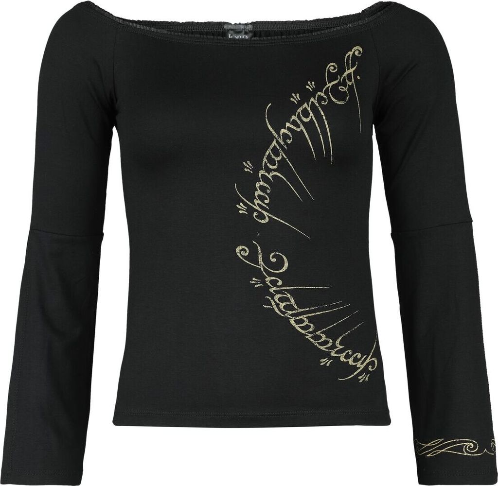 Der Herr der Ringe Langarmshirt Damen Ring Inscription schwarz XL