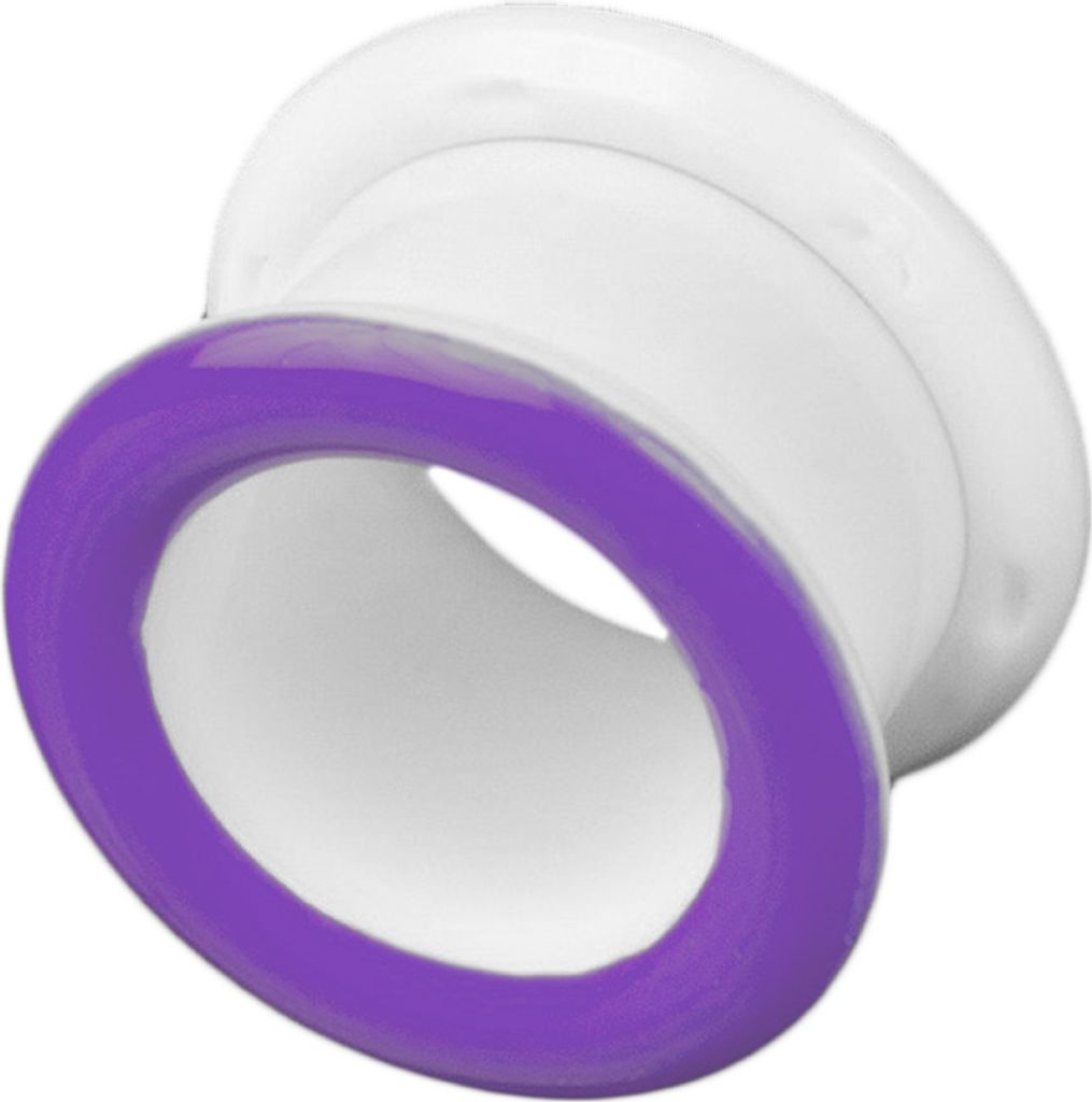 viva-adorno 1 Stück 5mm Flesh Tunnel Acryl Ohrpiercing Weiß zum Schrauben farbiger Ring zweifarbig Größe 3 - 14mm Z428ws, lila