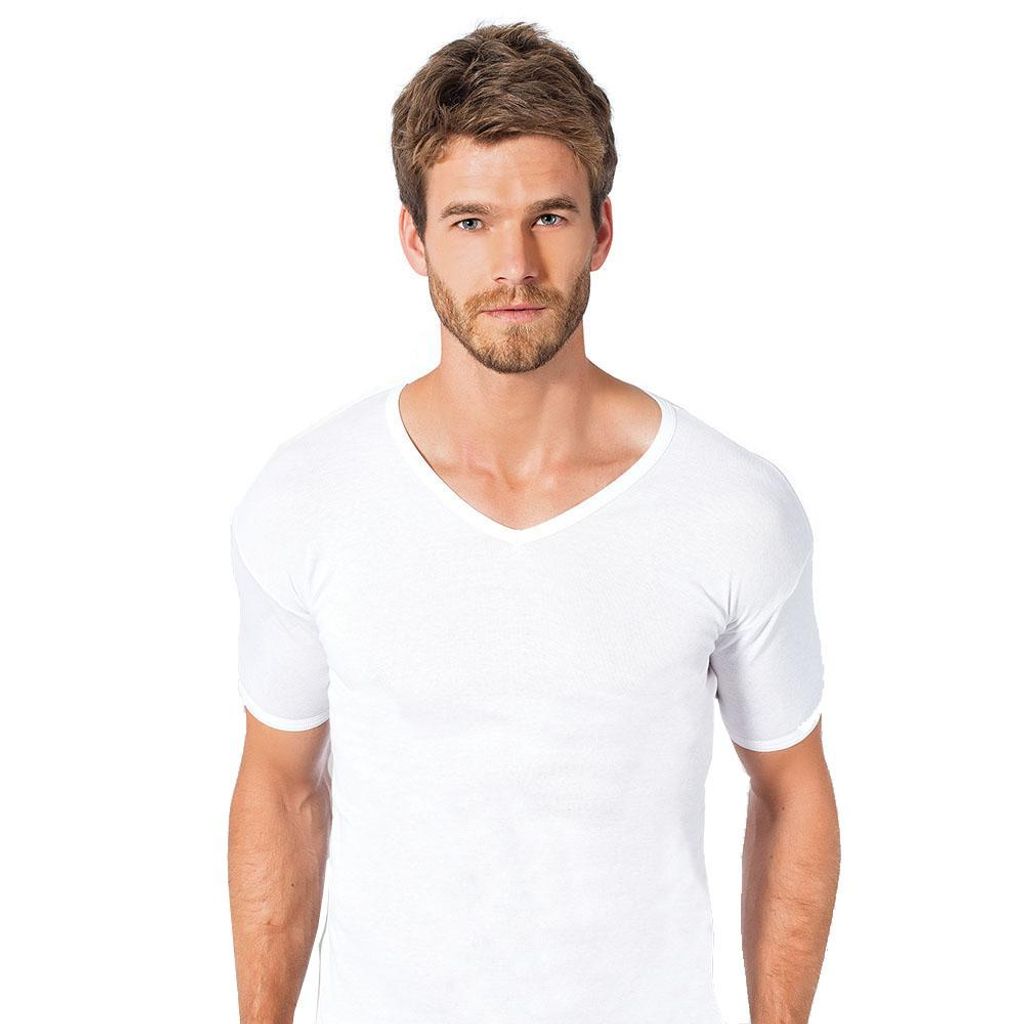 2er Herren Unterhemd V-Shirt, T-Shirt mit V-Ausschnitt 100% Baumwolle 2130