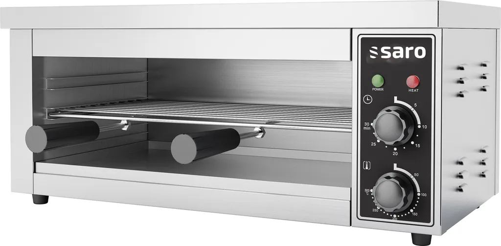 Salamandre inox 2500W Saro LYNN bouton rotatif et finition noir