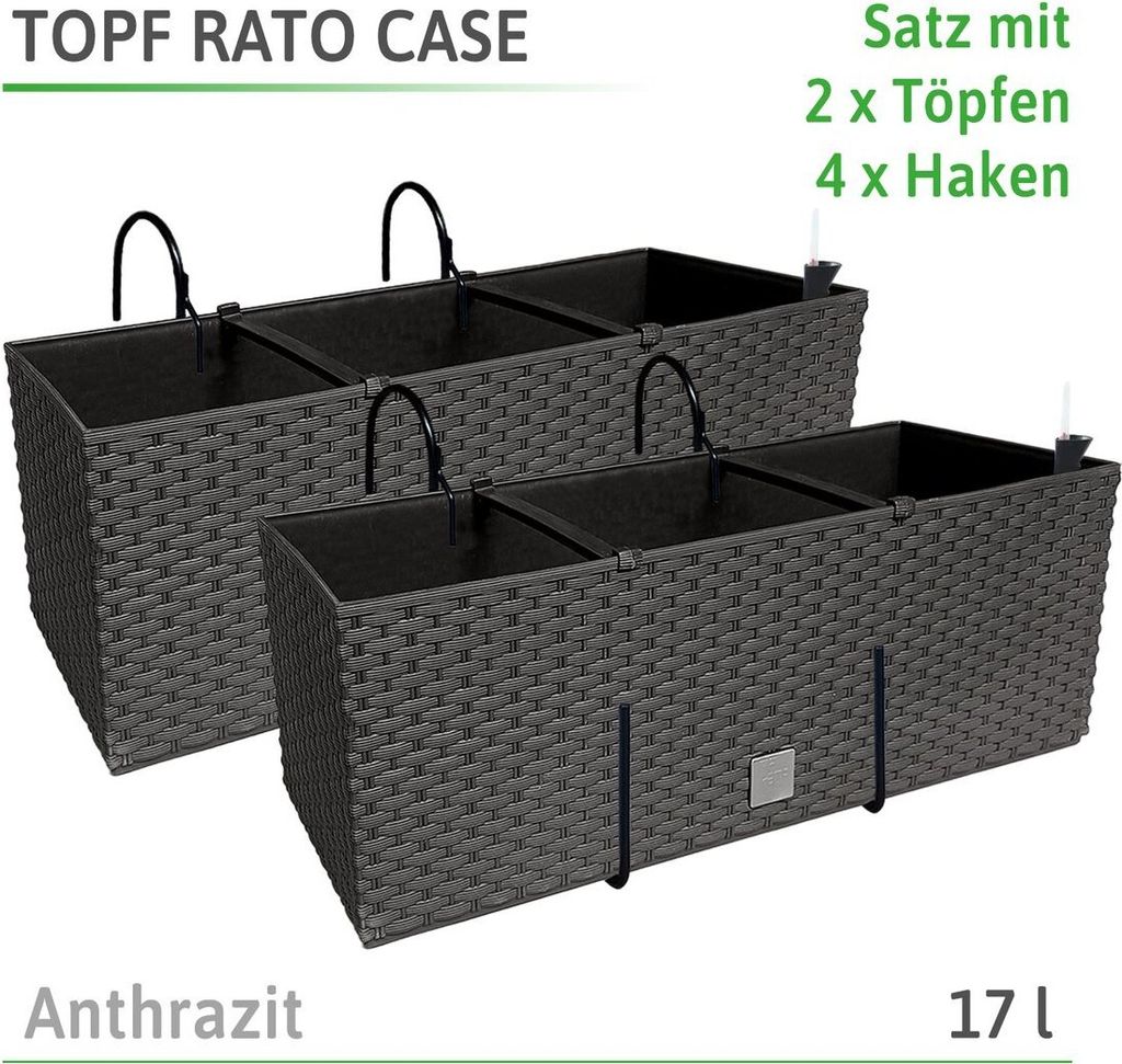 PAFEN 2in1 Set 2x Balkonkasten Blumenkasten Rattan-Optik 4 Produktbild 10