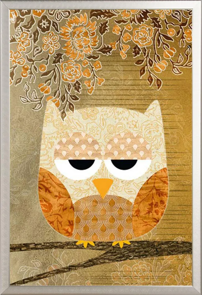 Offerta Poster Sweet Owl + Cornice Alluminio Argento Shinsuke Maxi