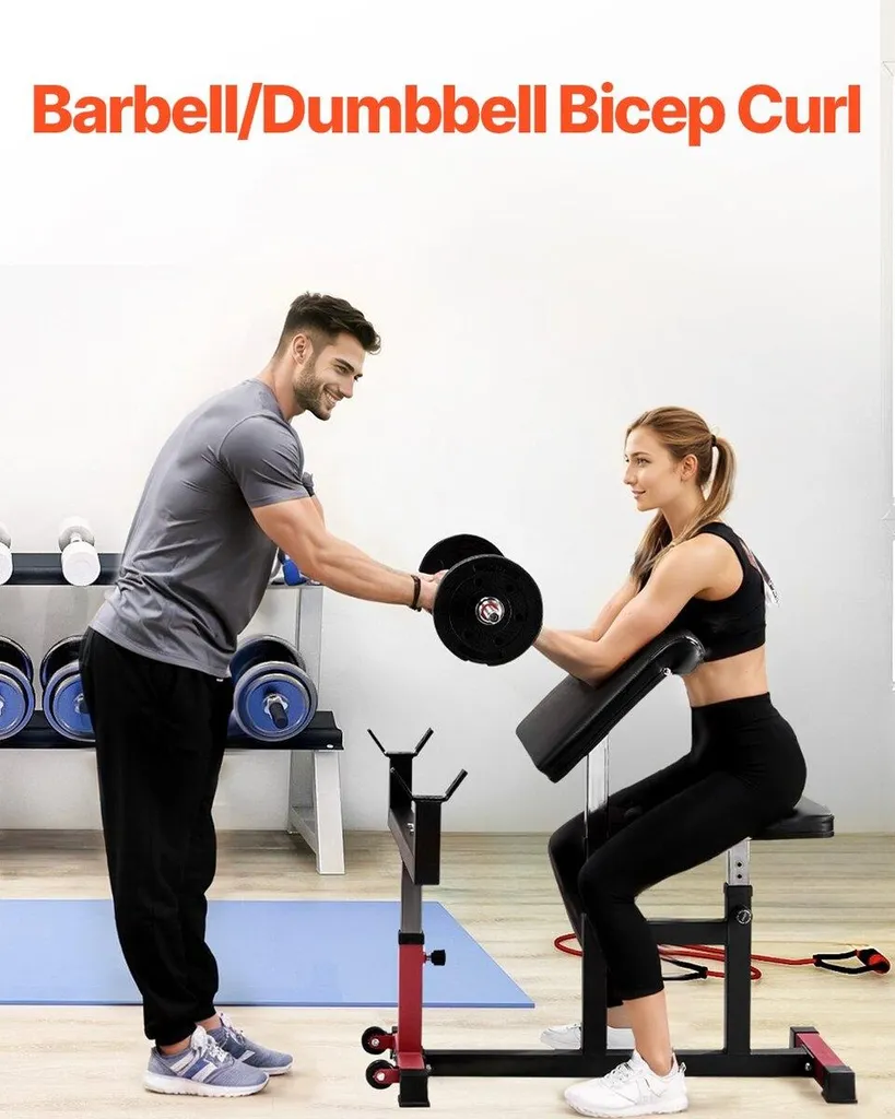 Appareil de musculation biceps et pupitre à squat réglable multifonction
