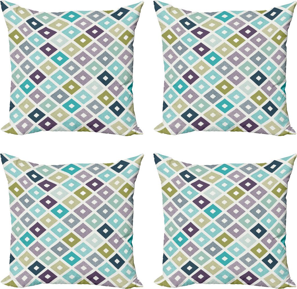ABAKUHAUS Modern Kissenbezug Set (4 Stück), geometrische Triangles, Moderner Doppelseitiger Digitaldruck, 40 cm x 40 cm, Mehrfarbig