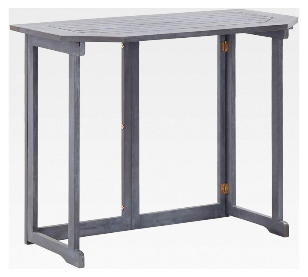 Balkontisch aus massivem Akazienholz, klappbar, grau