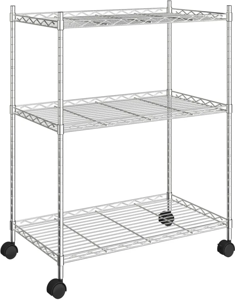 Étagère métallique sur roulettes 3 niveaux pour cuisine et cellier 150kg