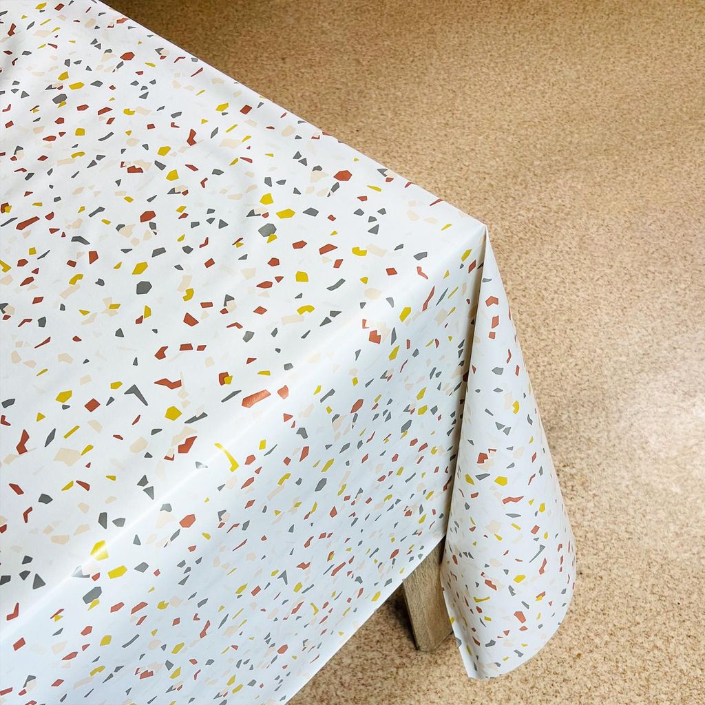 Wachstuchtischdecke 140x210 cm - Terrazzo Muster - Wachstischdecke mit wasserabweisender und lebensmittelecht PVC-Beschichtung - Outdoor-Tischdecke...