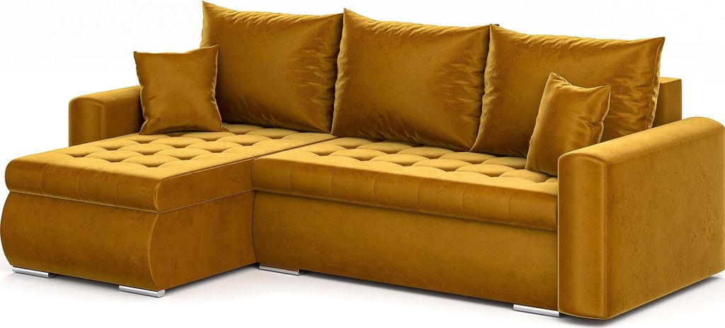 Ecksofa Luis L - Eckcouch L-Form, Sofa Couch, mit Schlaffunktion, Bettkasten, Kissen und Steppung, Polstermöbel, LINKS, Riviera 41