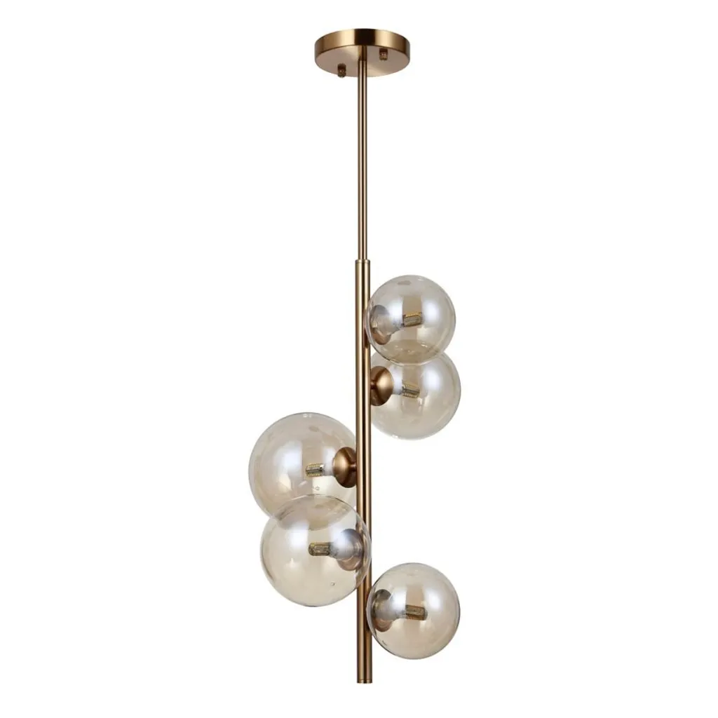 Lampadario a cascata in ottone 5xG9 CANELLO Italux PND-406007-V5-HBR