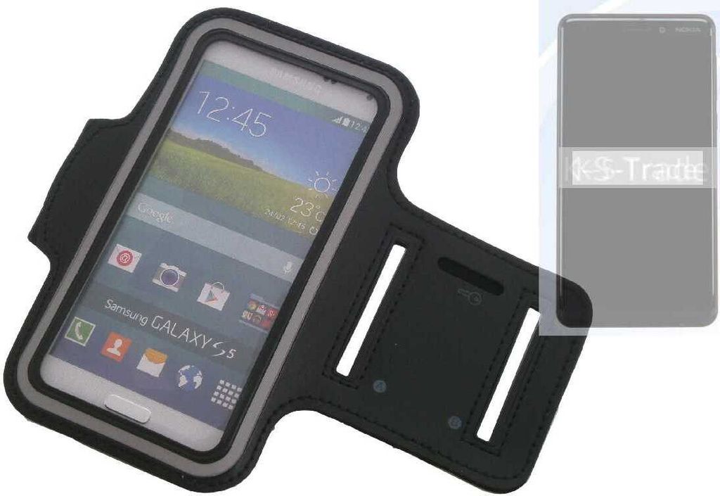 Kompatibel mit Samsung Galaxy S10e Neopren Jogging Armband Sportarmband Oberarmband schwarz kompatibel mit Samsung Galaxy S10e mit Reflektor Streifen.