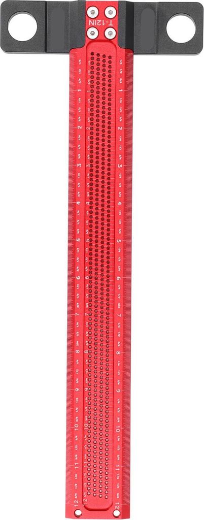 Lochmarkierungslineal T aus verschleißfester Aluminiumlegierung, präziser Lochmarkierungslehre T-Typ für Holzbearbeitung, 12 Zoll