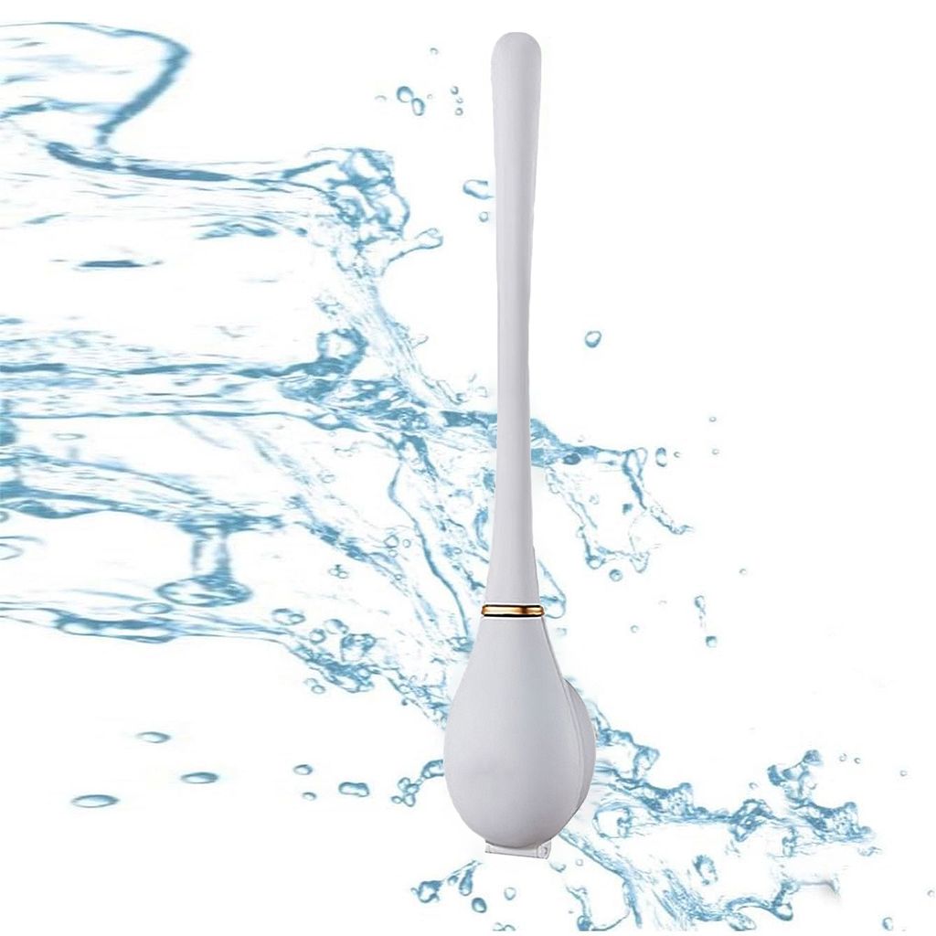 WC Bürste,wandmontiert Silikon Toilettenbürste,Klobürste, mit ohne Bohren Klobürstenhalter,rutschfester Griff, schnelltrocknend,Weiß