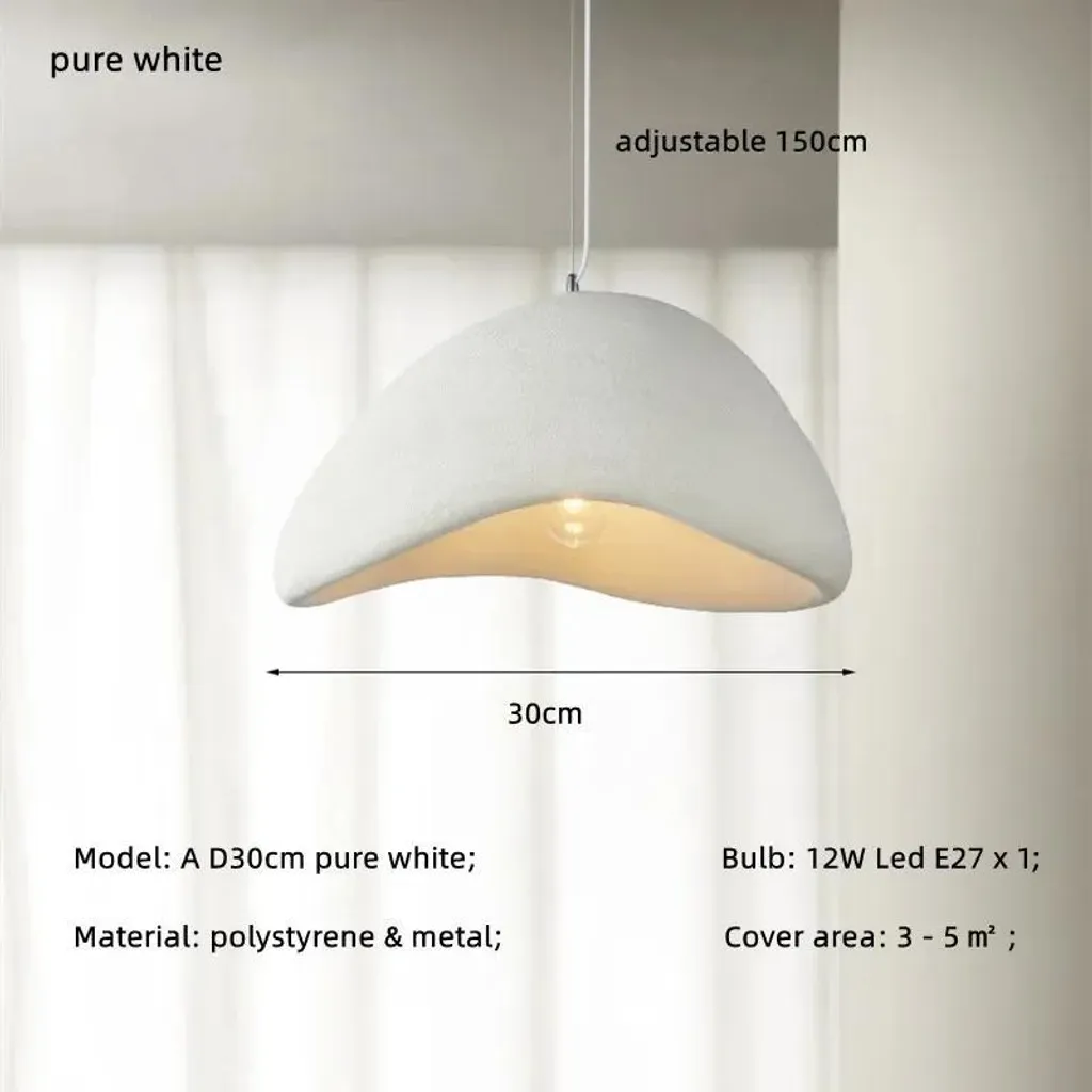 Suspension Blanche D30cm Design Moderne avec Câble Réglable et 3 LED