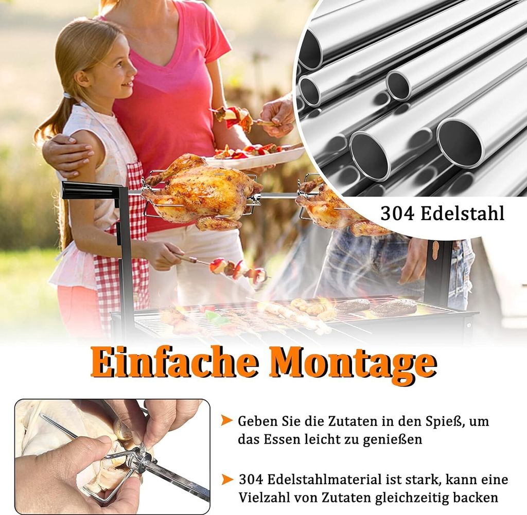 Drehspieß für Gasgrill Grillspieß Set inkl. 2X Produktbild 6