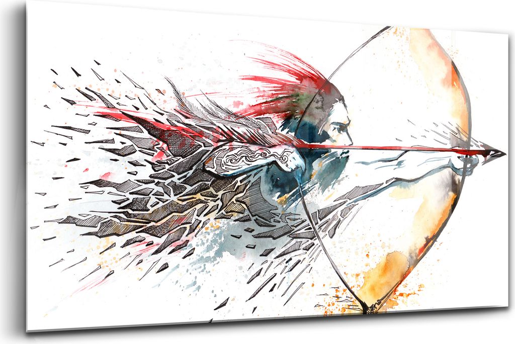 120x60 - Glasbilder - Bilder auf Wandbild - Foto auf Glas - Illustration eines Kriegers auf der Jagd