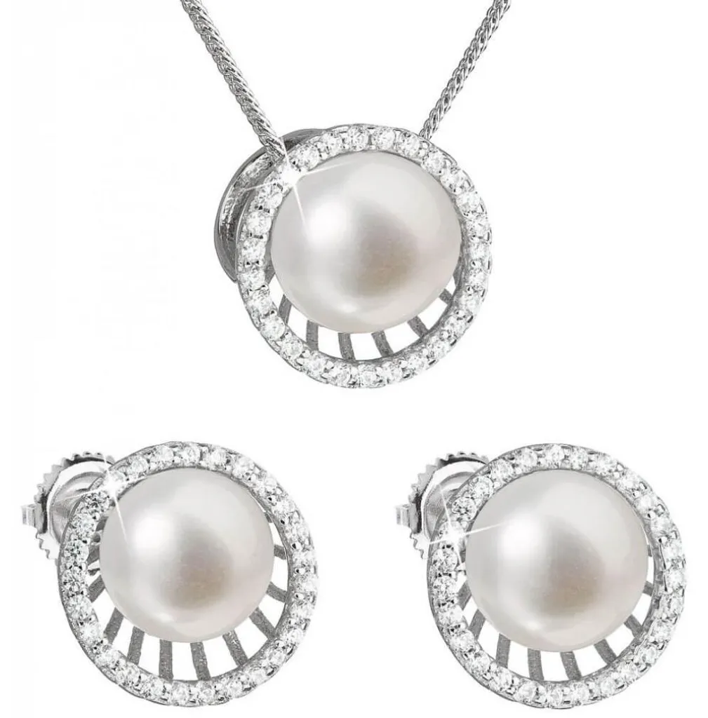 Parure Bijoux Mariage et Soirée Argent avec Perles Véritables Pavona
