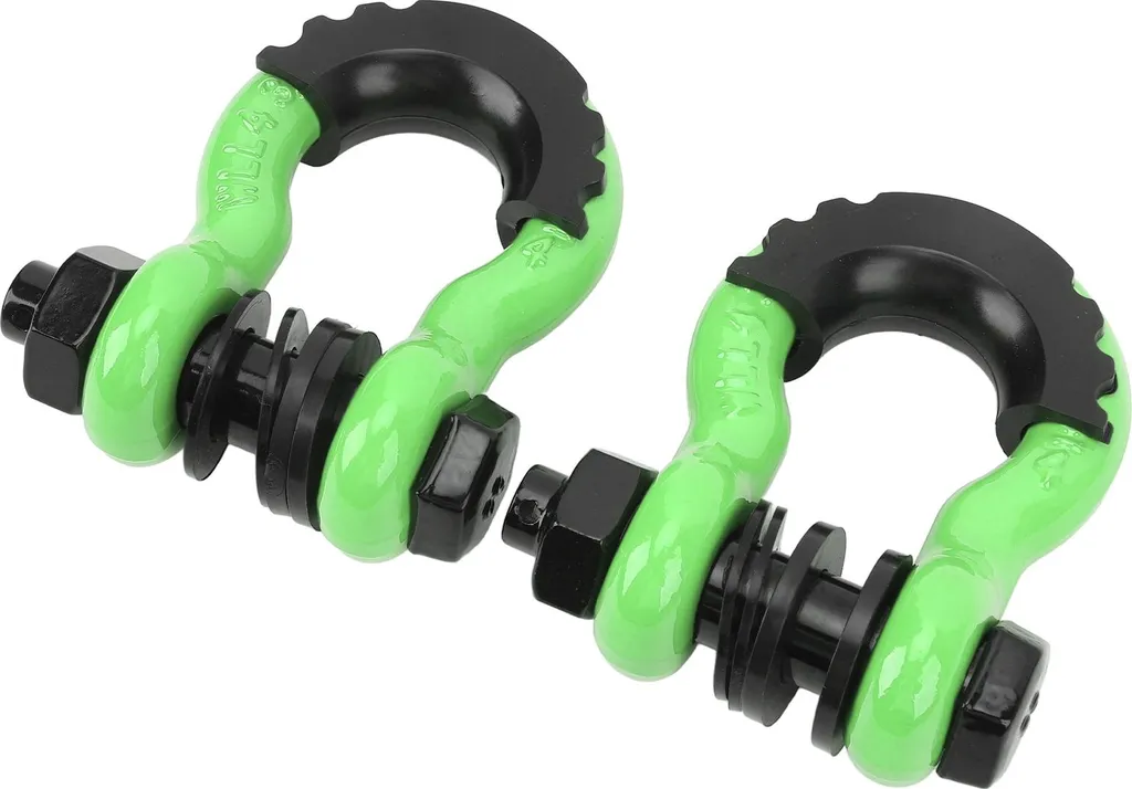 Manilles de Remorquage 3/4 Pouce en Acier avec Isolateurs Vert 2 Pcs