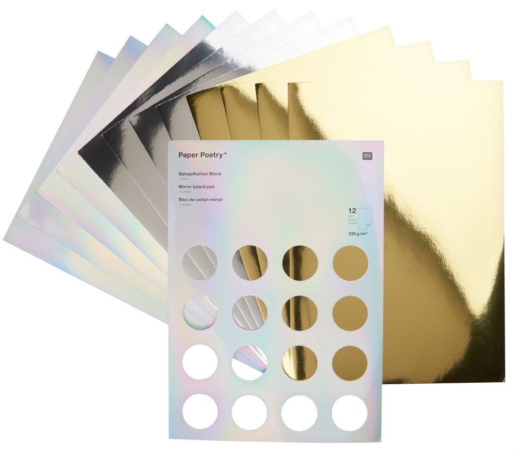 Rico Design Spiegelkarton Block Gold Silber A4 230g qm Produktbild 