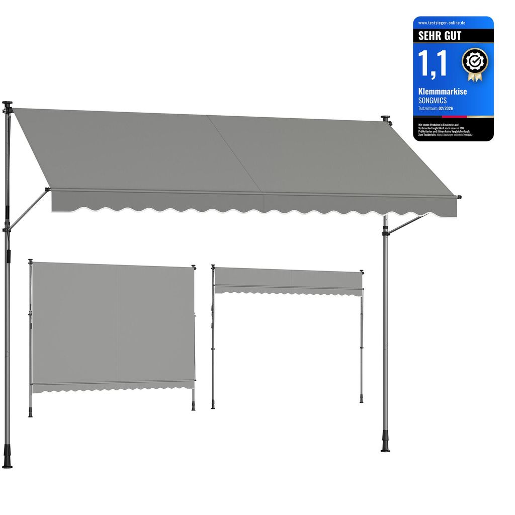 SONGMICS Klemmmarkise, Balkonmarkise, höhenverstellbar, mit Produktbild 