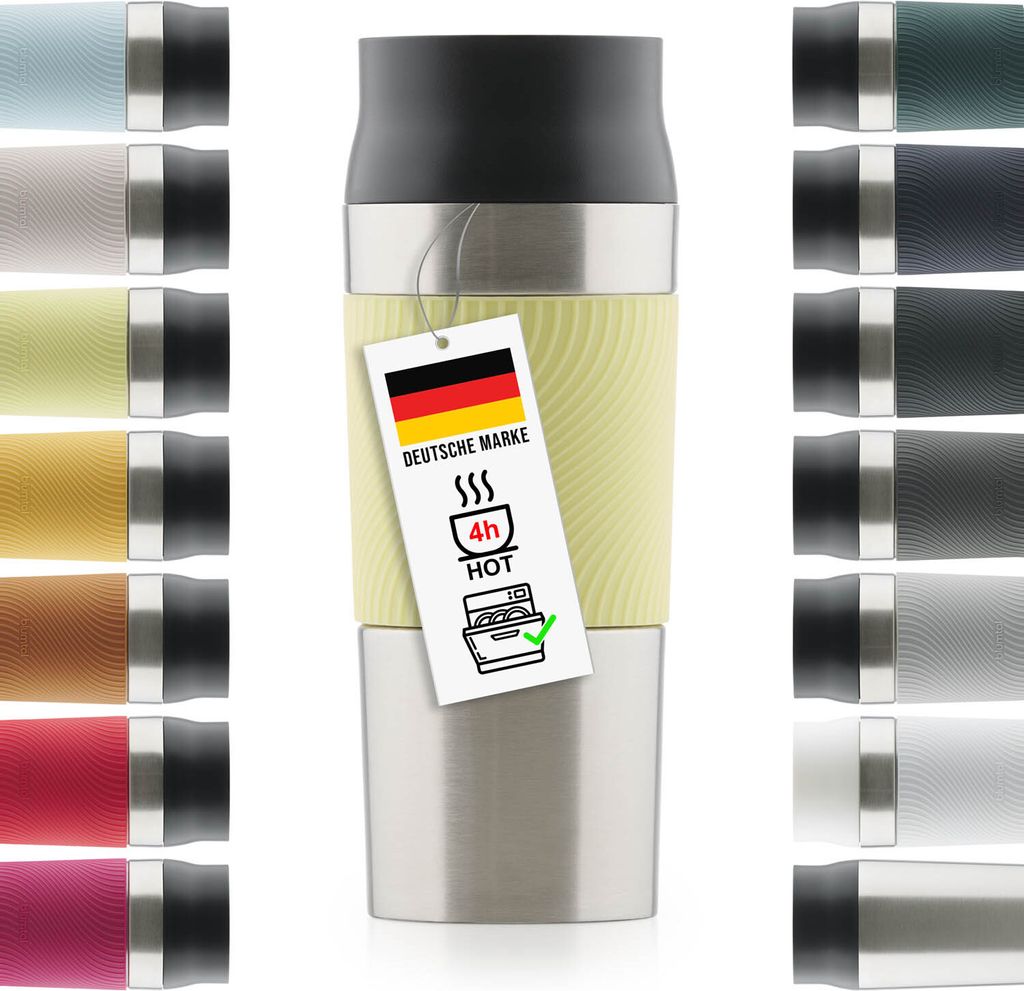 Quokka BOOST GREENSTONE Thermo-Becher – 400 Ml, Edelstahl Doppelwandig Vakuumisoliert, Hält Getränke 4h Warm / 10h Kalt, Mit Tee-Einsatz