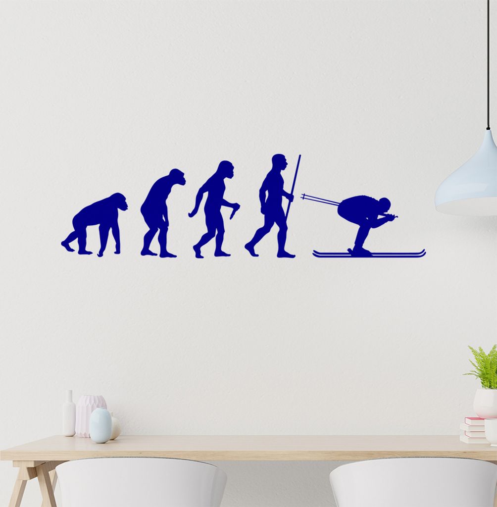 Skispringen Sport Evolution Wandtattoo Wandaufkleber Wall Sticker - Dekoration, Küche, Wohnzimmer, Schlafzimmer, Badezimmer