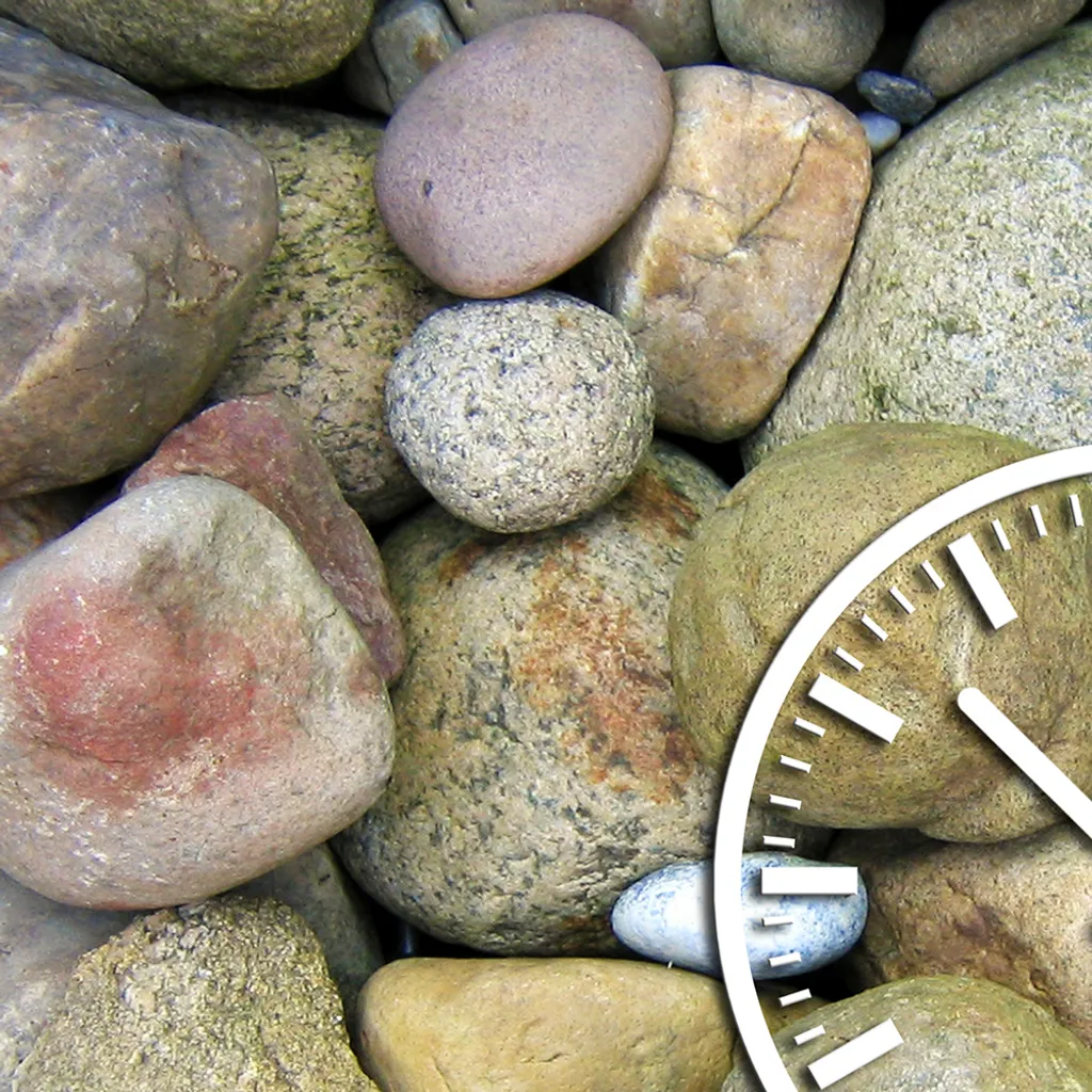 Grande horloge murale design 3D effet pierre naturelle Dixtime 50x70 cm
