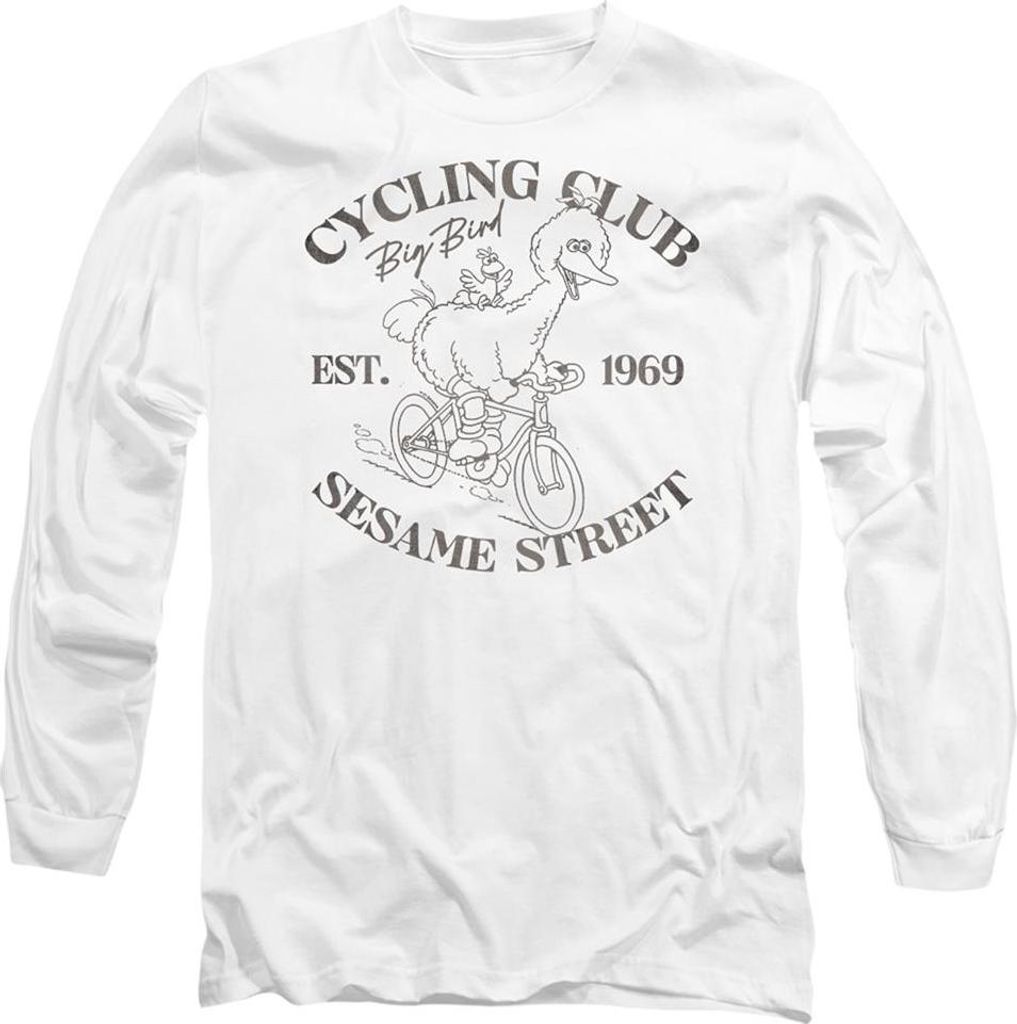 Sesame Street - "Cycling Club" T-Shirt für Herren/Damen Uni, Langärmlig TV26885 (XXL) (Weiß)