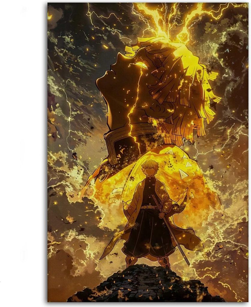 Zenitsu Rage - Demon Slayer - Anime Leinwandbild: 150x200 cm / Acryl / Ohne Rahmen