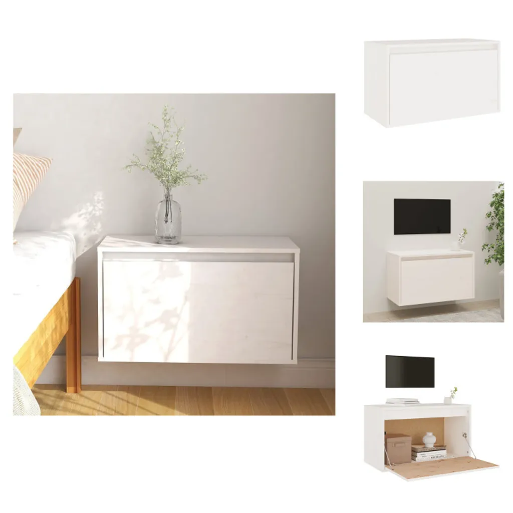 Pensile Bianco vidaXL 60x30x35 cm - Mobile Sospeso in Legno Massello