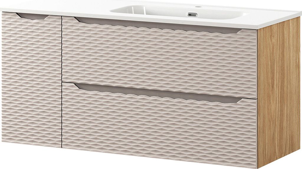 Waschtisch 120cm, Eiche mit beige, OLUO-56-BEIGE Produktbild 