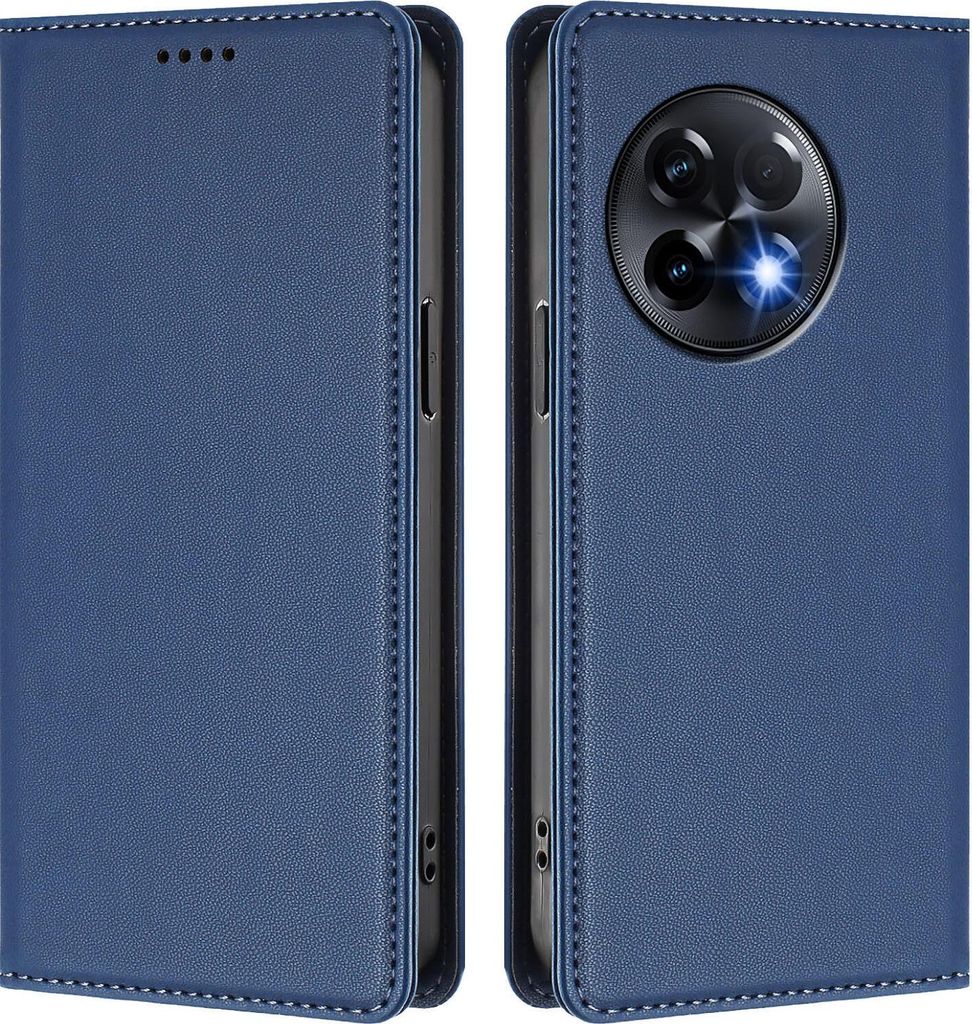 Handyhülle für OnePlus 11R, Kunstleder Klapphülle Stoßfeste Magnetische Hülle mit Ständer Dunkelblau