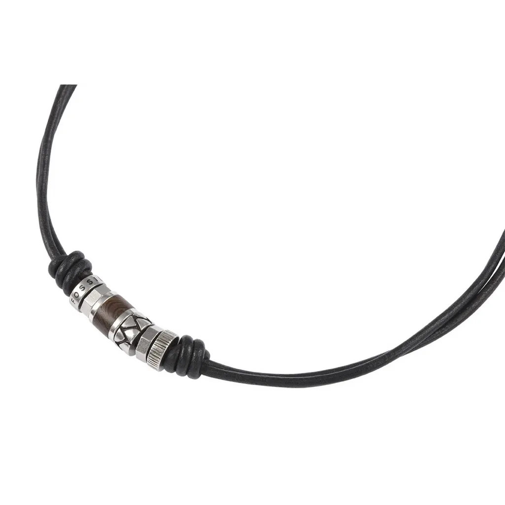 Collana Fossil Uomo Pelle Nera JF84068040 | Accessorio Urban Chic