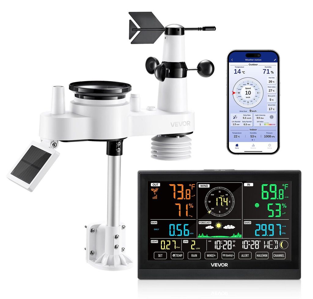 VEVOR 7-in-1 Wireless Wetterstation, 19 cm (7,5 Zoll) Produktbild 