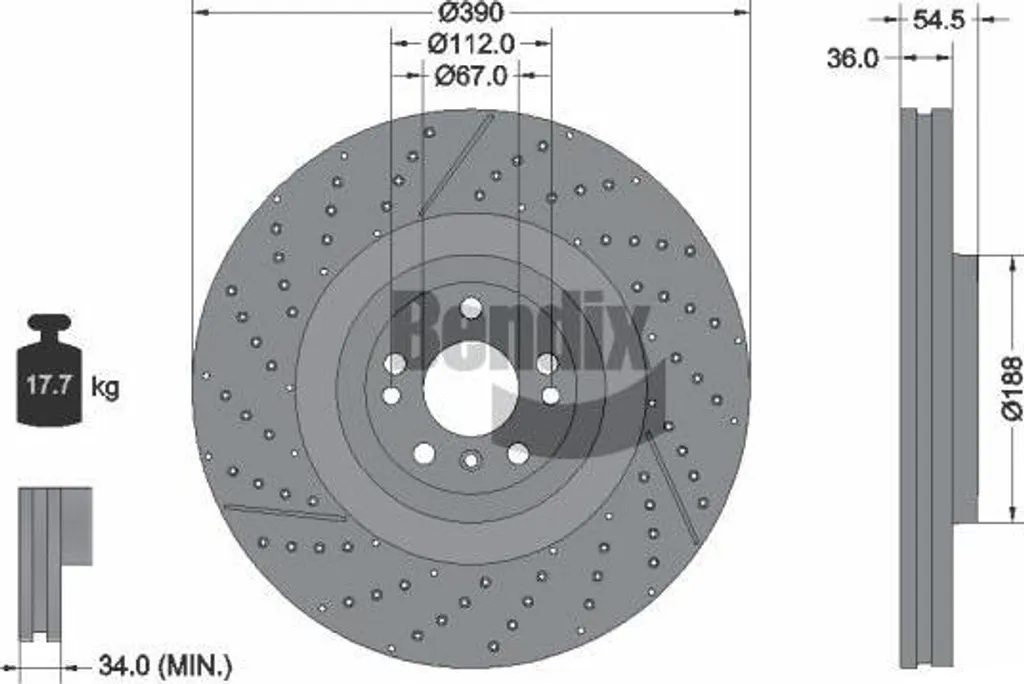 Disque de frein Mercedes Classe GL et GLS BENDIX BDS2285HC Sécurité Route