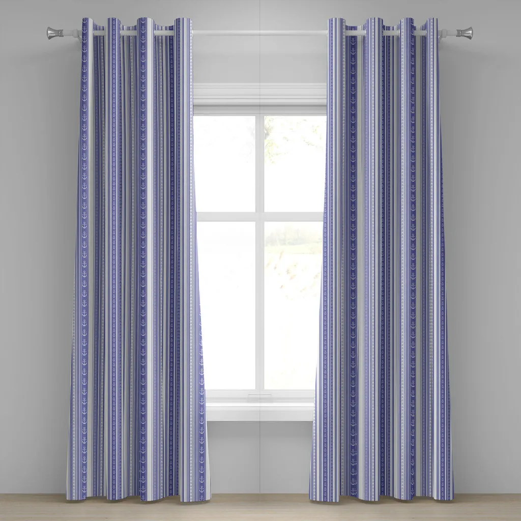 Offerta Tende ABAKUHAUS Viola | Motivo Marinaresco con Ancore 280cm