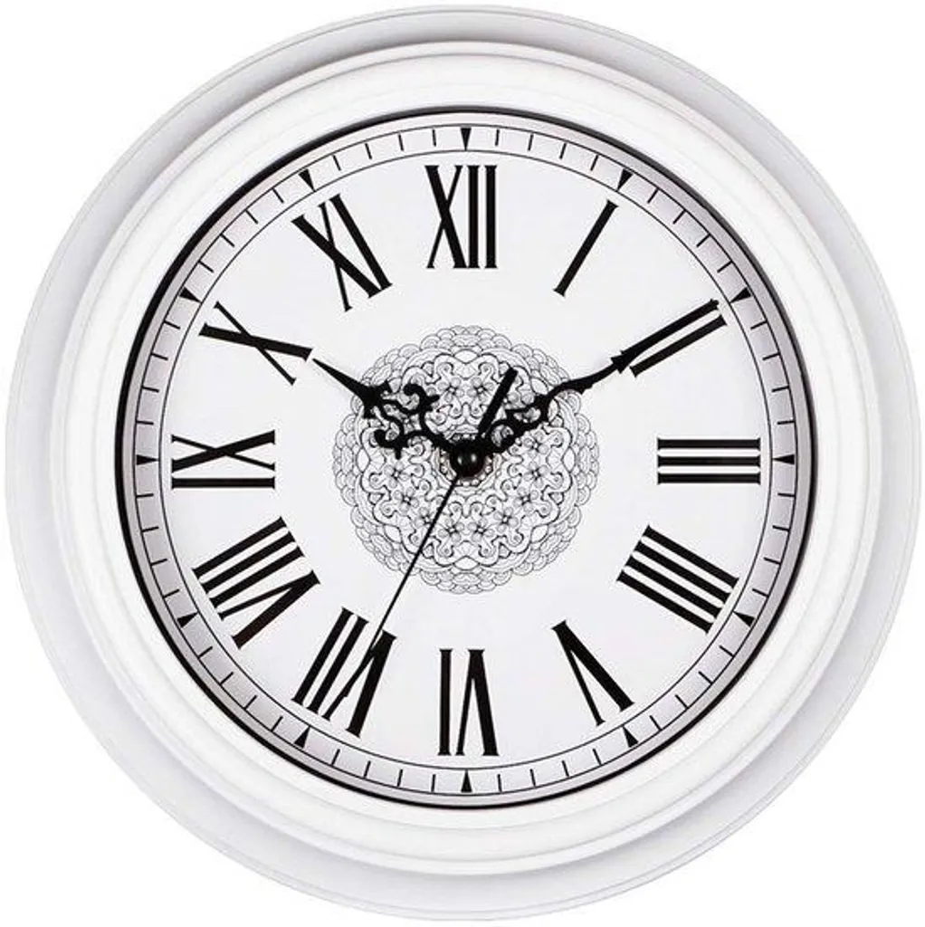 Horloge murale silencieuse vintage 30 cm blanche à mouvement à quartz