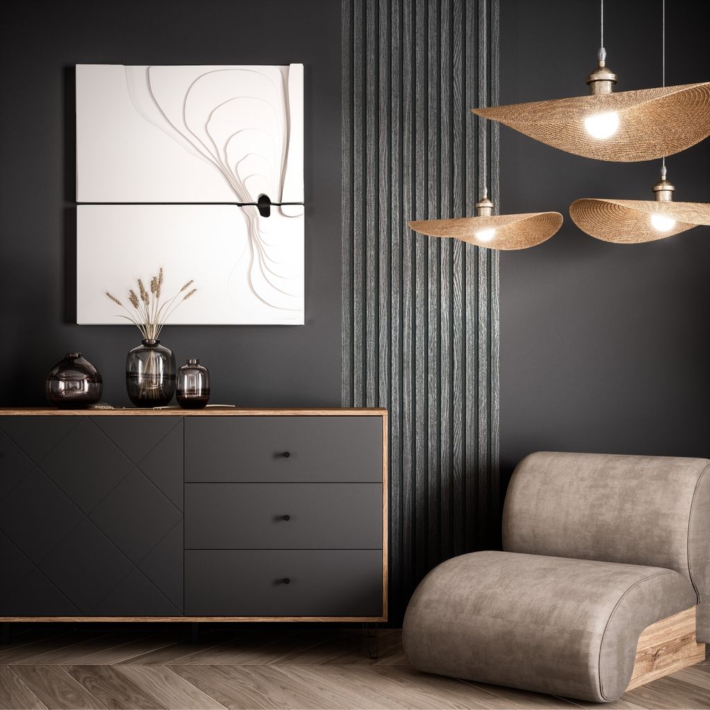 NEWROOM Tapete Schwarz Vliestapete Paneel - Holztapete Produktbild 