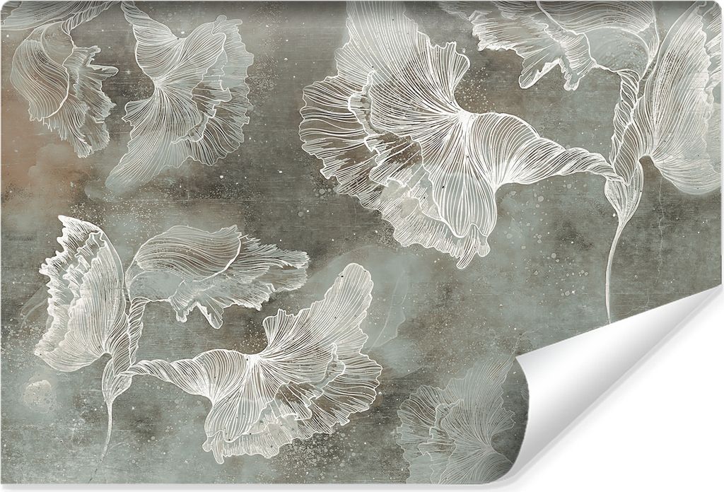 Muralo Selbstklebende Fototapete für Esszimmer abstraktes PFLANZEN Beton Vintage Stil Br. 368cm x Hö. 280cm