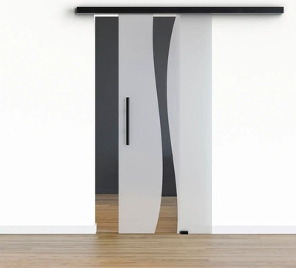 Pertura Glasschiebetür Komplettset Glera Breeze 900x2050 mm inkl.Beschlag Selir Aluminium schwarz,Stangengriff