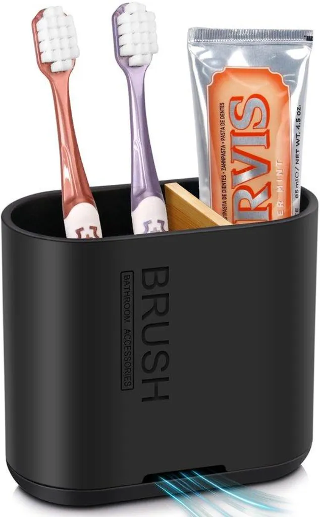 Support brosse à dents électrique noir anti-traces avec plateau plat