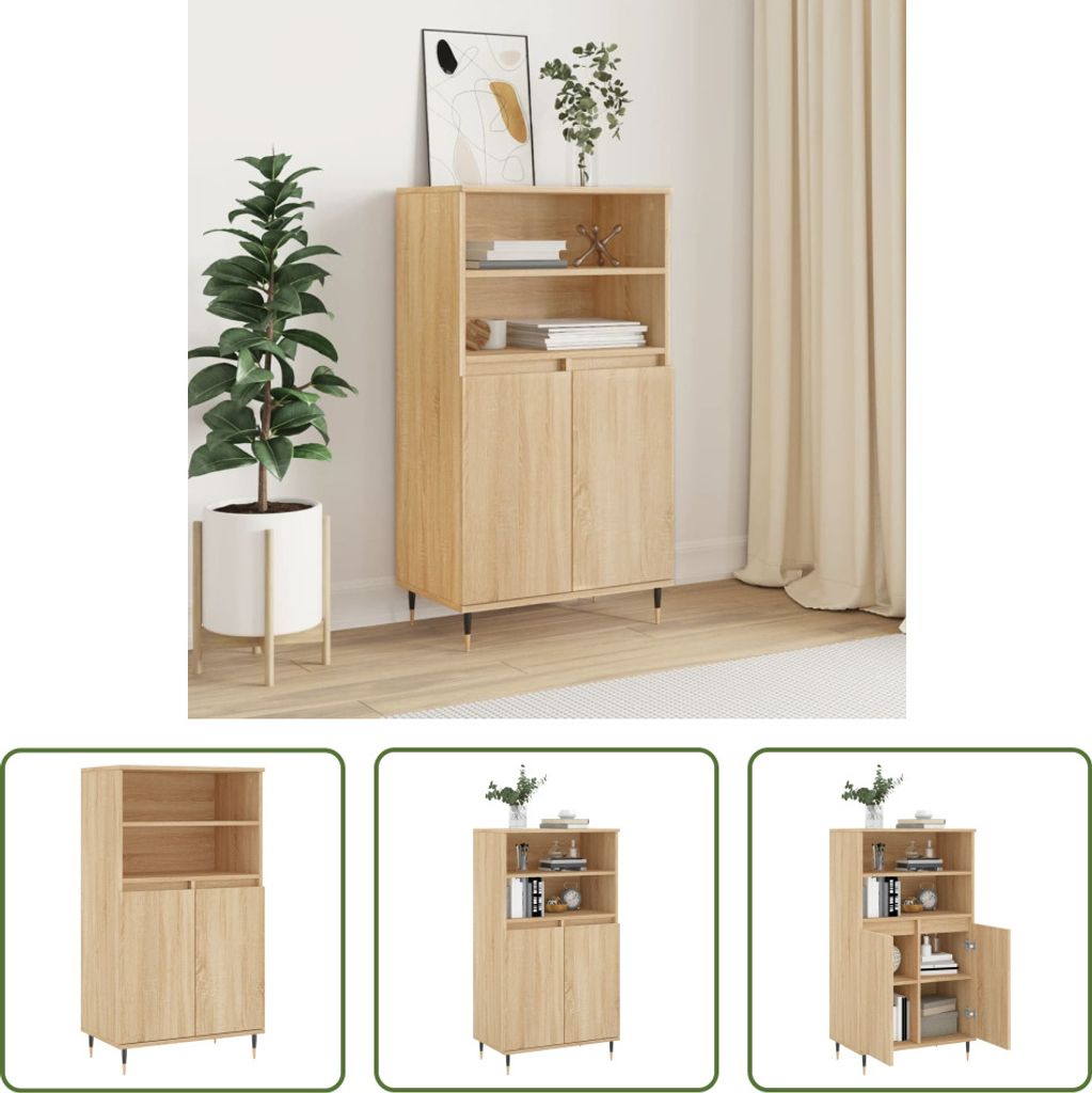 The Living Store Highboard Sonoma-Eiche 60x36x110 cm Holzwerkstoff